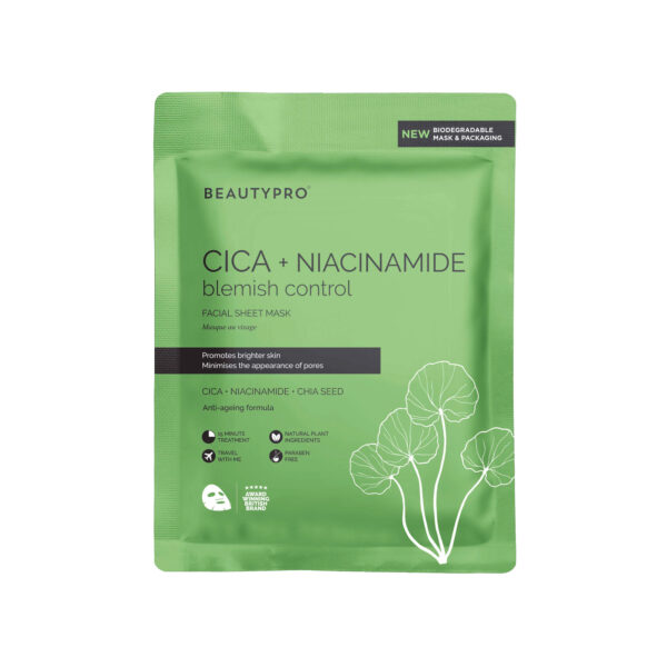 Cica and Niacinamide Sheet Mask by BEAUTYPRO | Face Masks (Skincare)