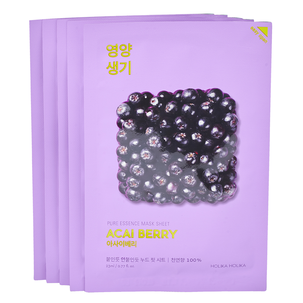 Pure Essence Mask Sheet Acai Berry Pack by Holika Holika | Face Masks (Skincare)