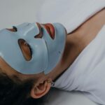 Woman wearing sheet mask